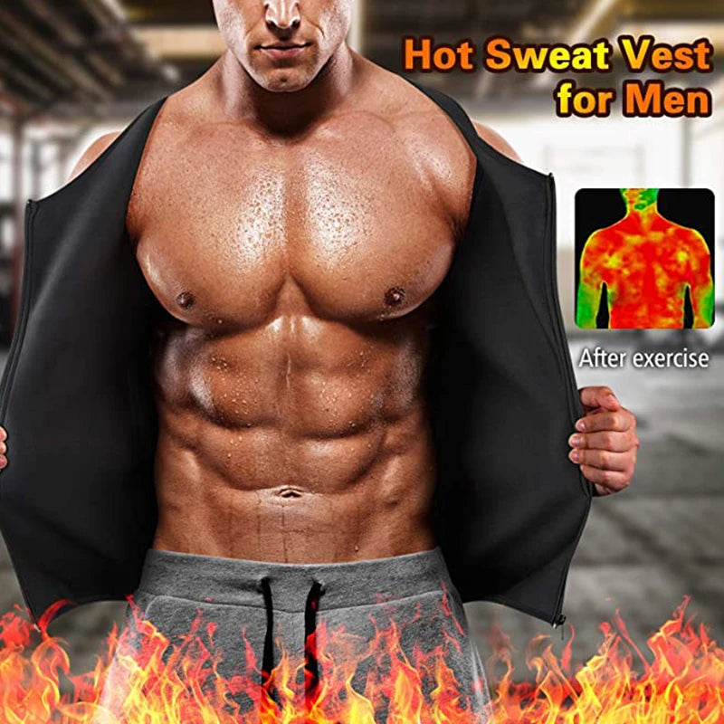 Sauna Zipper Sleeve-less Vest With Adjustable Strap For Men